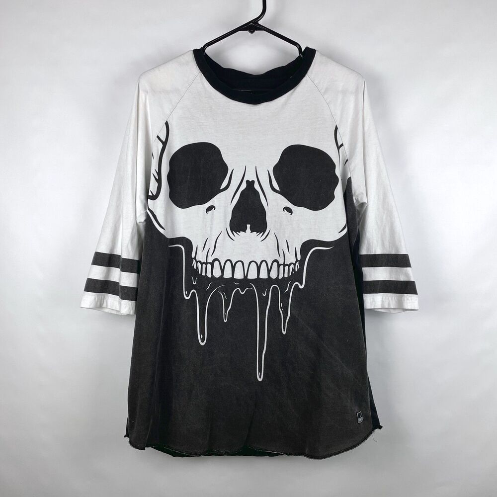 Iron Fist Face Melter Melting Skull Raglan 3/4 Sleeve Tunic Shirt Dress Large L
